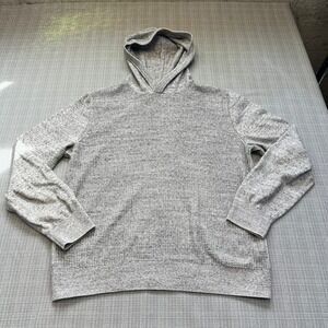 GAP Hoodie Sweater Mens Large Gray Marled‎ Pullover Textured Waffle Comfort